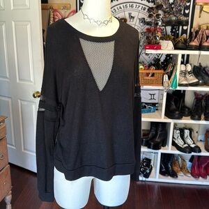 Black Mesh Accent Sweater